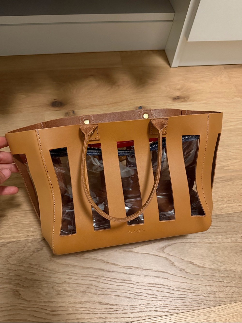 Clare V. Rafael tote - tan leather with insert